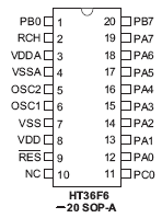 Расположение выводов HT36F6