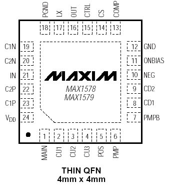 Расположение выводов MAX1578/MAX1579