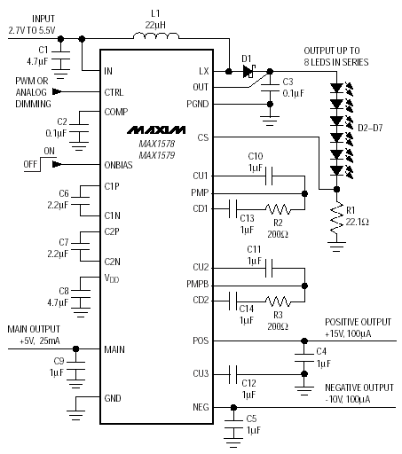 Типовая схема включения MAX1578/MAX1579