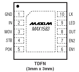 Расположение выводов MAX1583