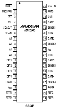 Расположение выводов MAX5945