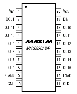 Расположение выводов MAX6920
