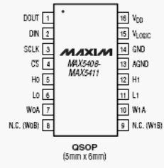 Расположение выводов MAX5408-MAX5411