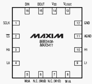 Расположение выводов MAX5408-MAX5411