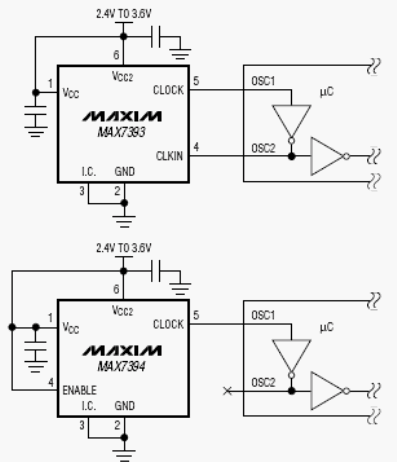 Типовая схема включения MAX7393, MAX7394