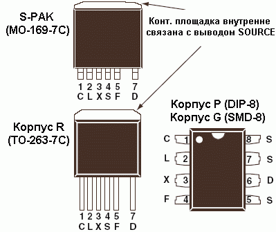 Расположение выводов DPA423-426