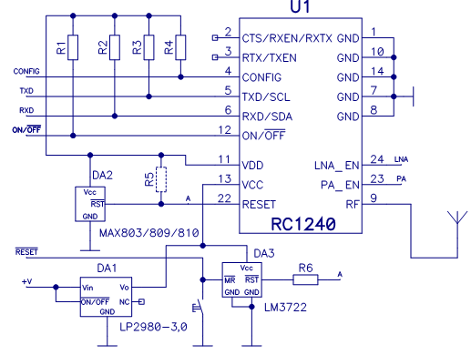 Схема включения модуля на примере RC1240