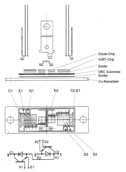 Конструкция IGBT модуля SKM100GB123D в корпусе SEMITRANS 2