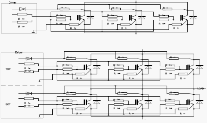 Параллельное включение одиночных и двойных IGBT модулей