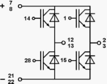 Схема модуля и расположение выводов SK45GH063