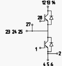 Схема модуля и расположение выводов SK80GB063
