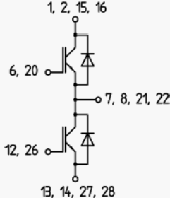 Схема модуля и расположение выводов SK40GB067