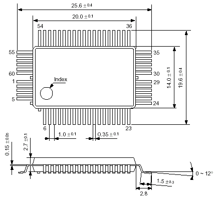 sed1335 Размеры корпуса QFP5