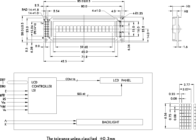 LCD-дисплей PC1601H