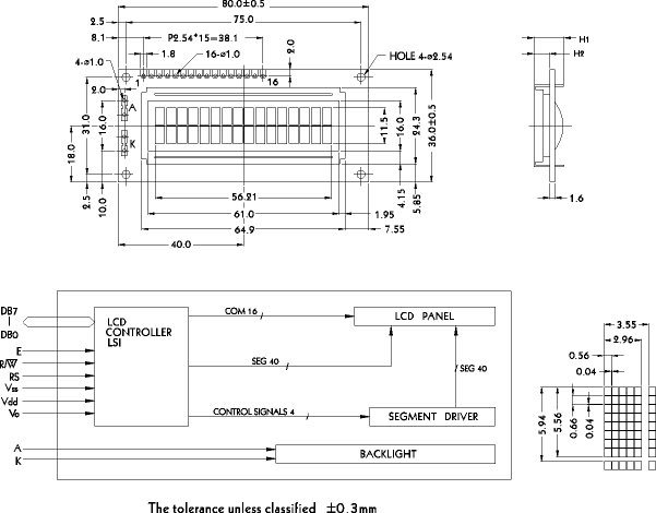 LCD-дисплей PC1602C