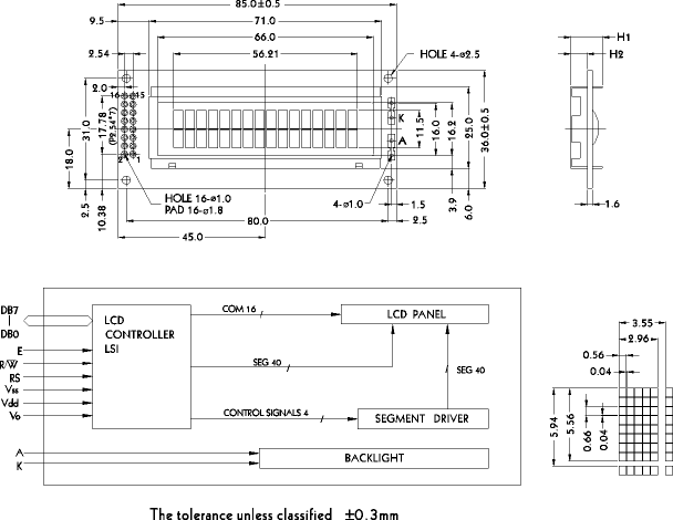 LCD-дисплей PC1602H