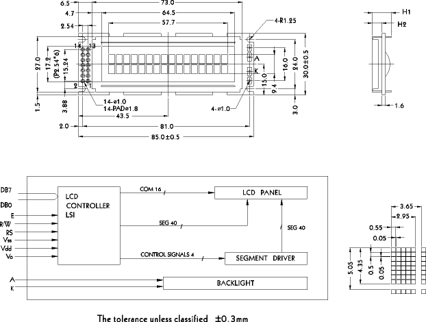LCD-дисплей PC1602J