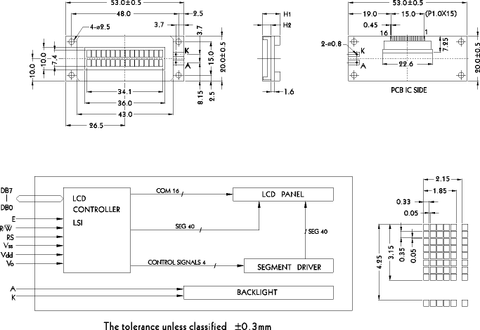 LCD-дисплей PC1602K-Y4