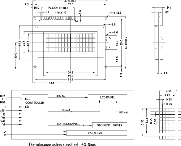 LCD-дисплей PC1604A