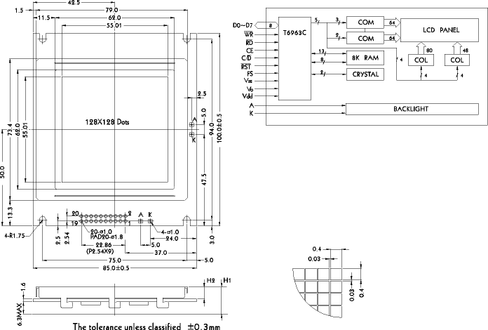 LCD-дисплей PG-128128-A