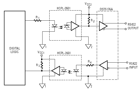 Схема подключения через интерфейс RS-422